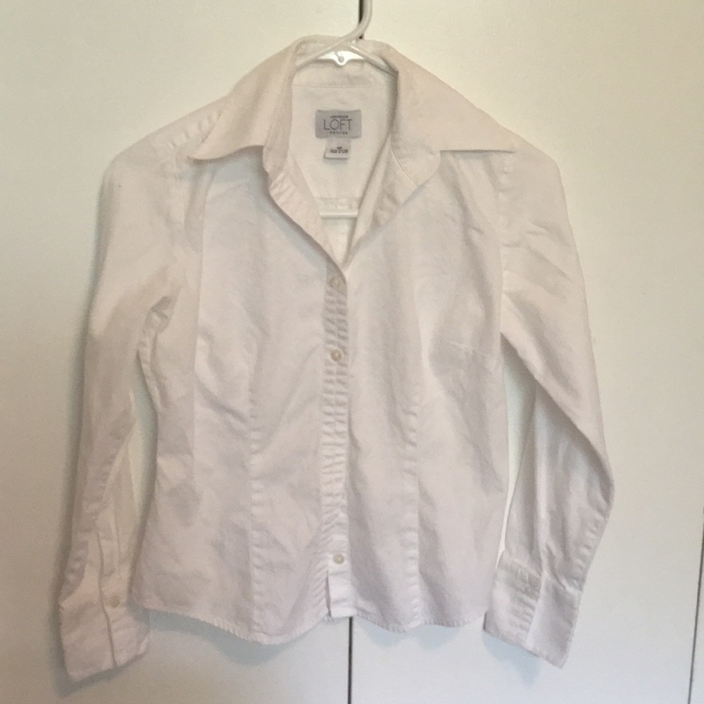 Ann Taylor Loft Button Top White SP Small Petite